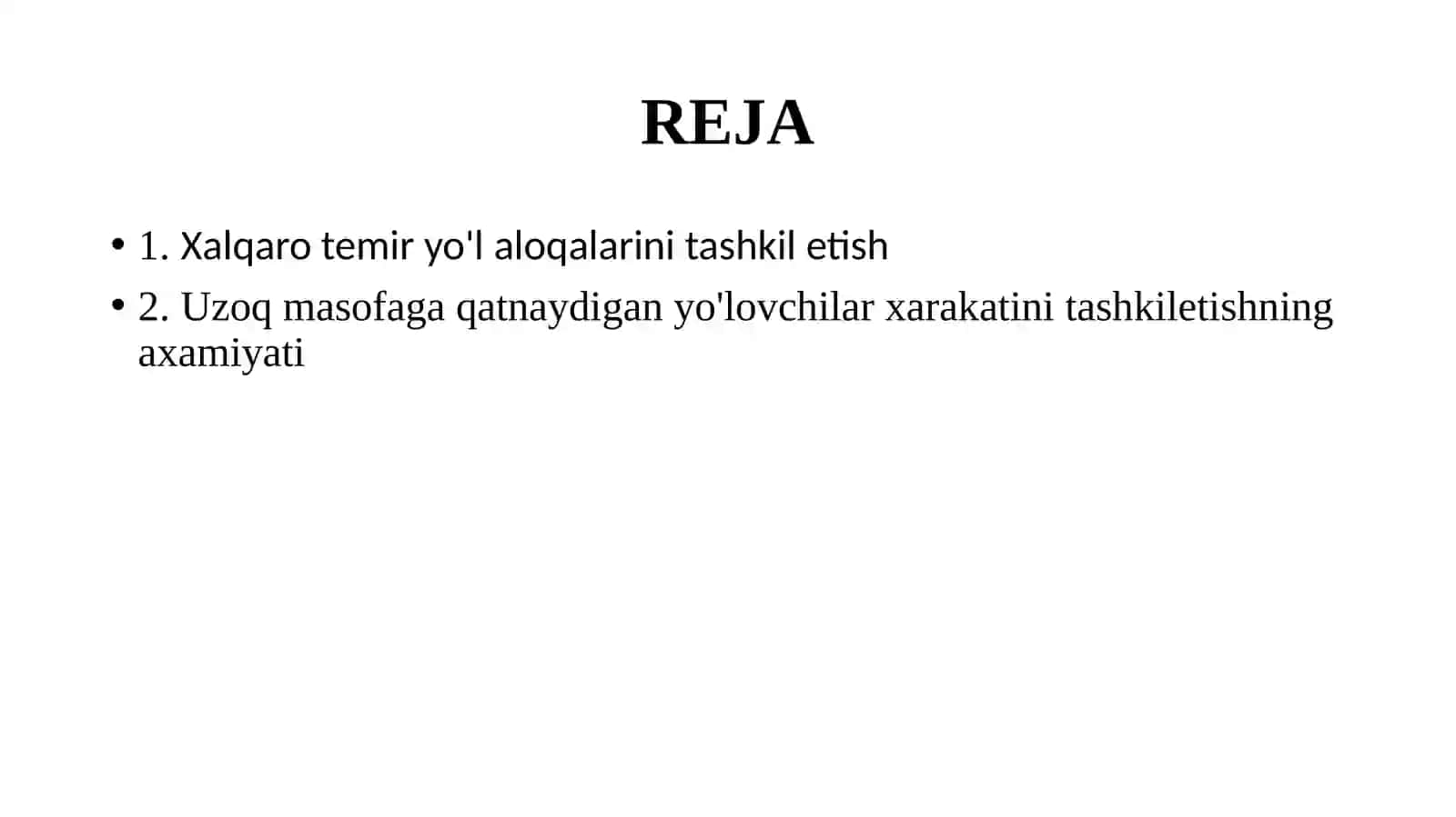 UZOQ MASOFAGA QATNOVCHI YO’LOVCHILARNI TASHISHNI TASHKIL ETISH 2