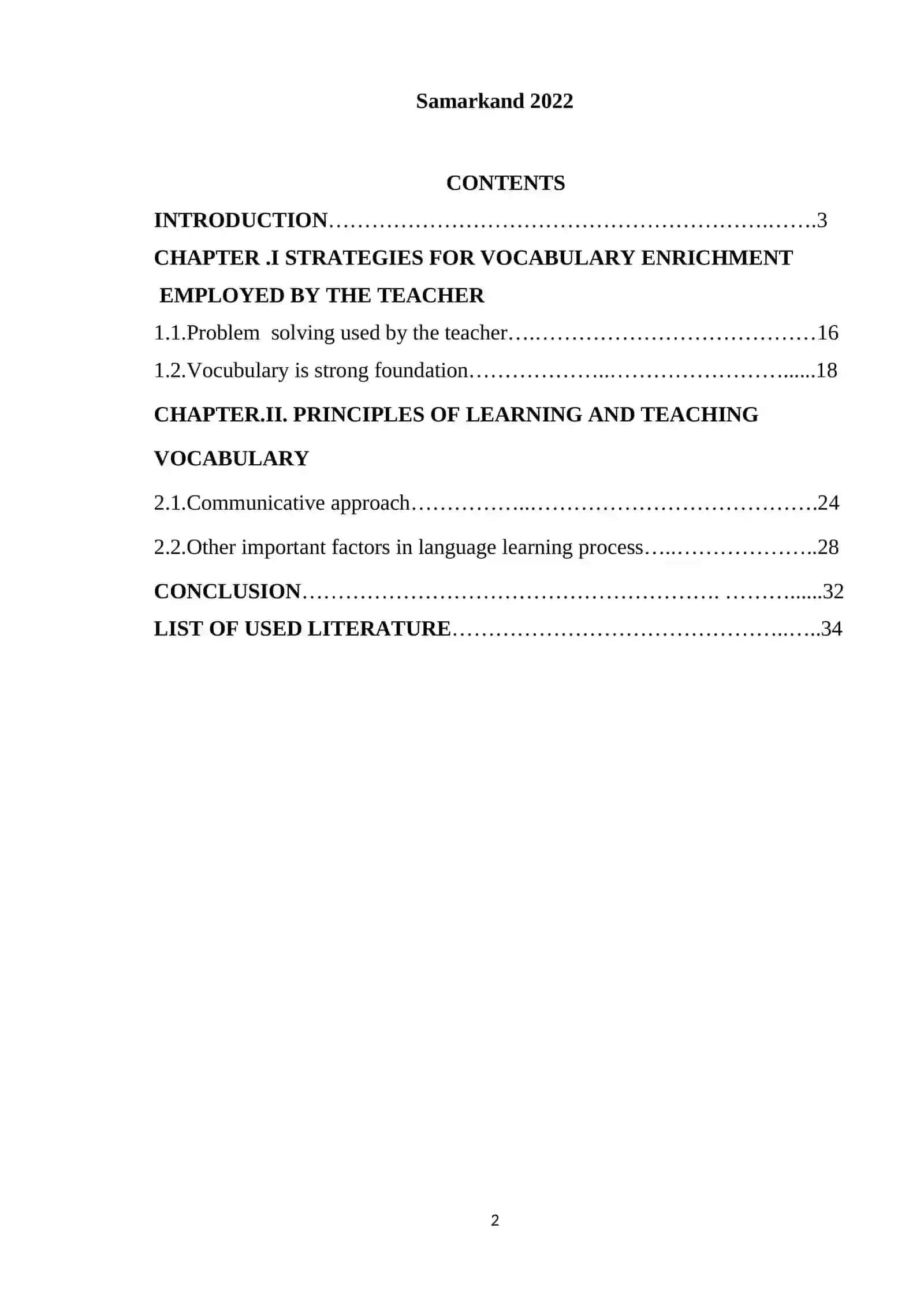 Course Paper on Practical Approach in Teaching and Enriching English Vocabulary 2