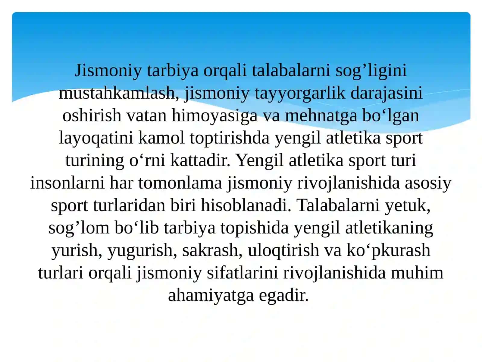 Qisqa masofaga yugirish texnikasini takomillashtirish 2