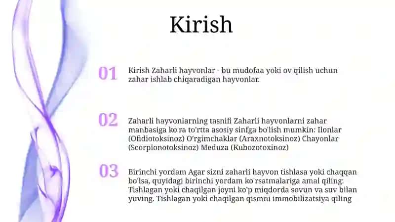 Zaharli Hayvonlar. Tasnifi (Klassifikasmyasi). Hayvon Zaharlari (Zootoksin-Lar) 2