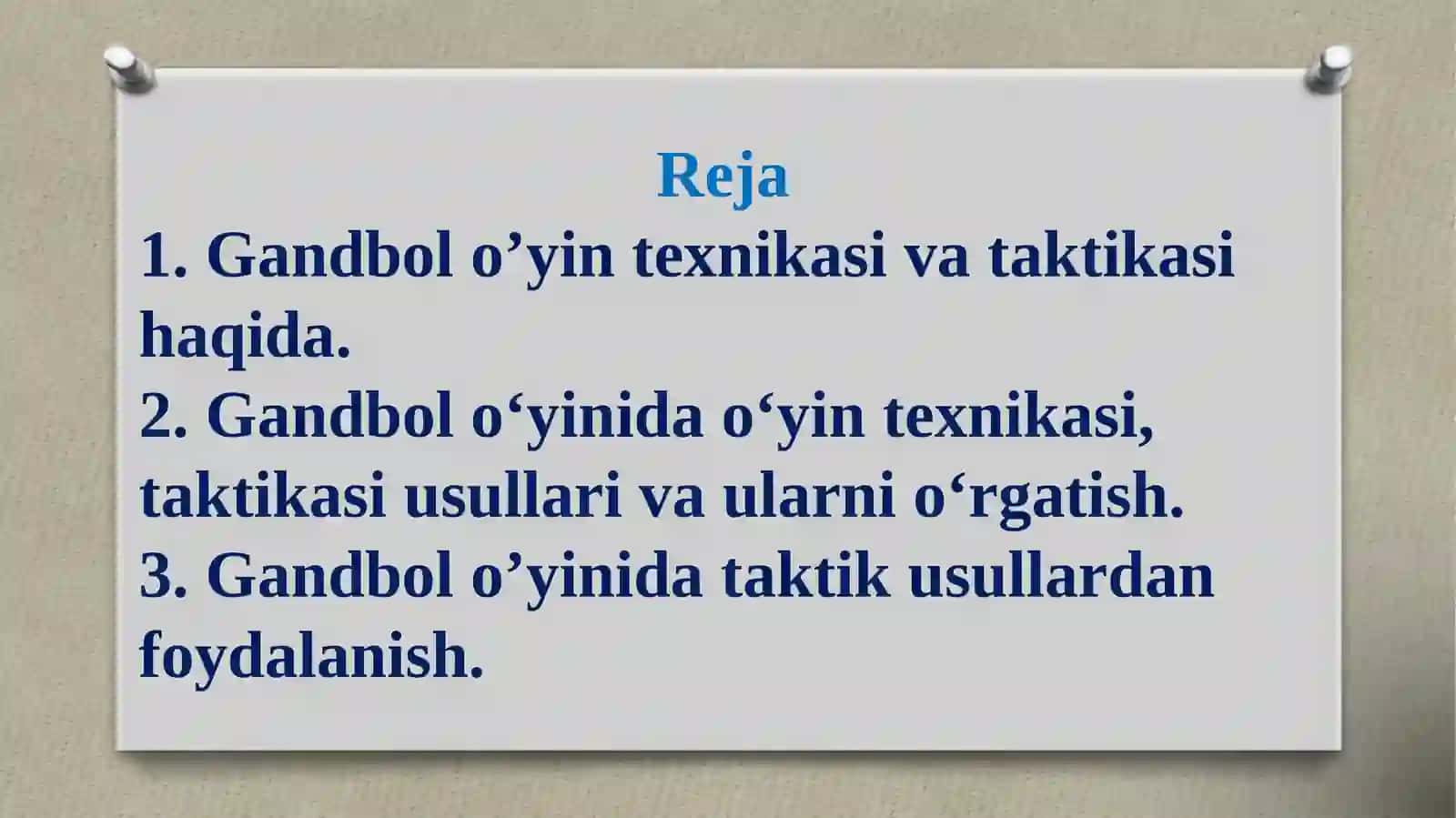Gandbolo’yin texnikasi va taktikasini o'rgatish 2