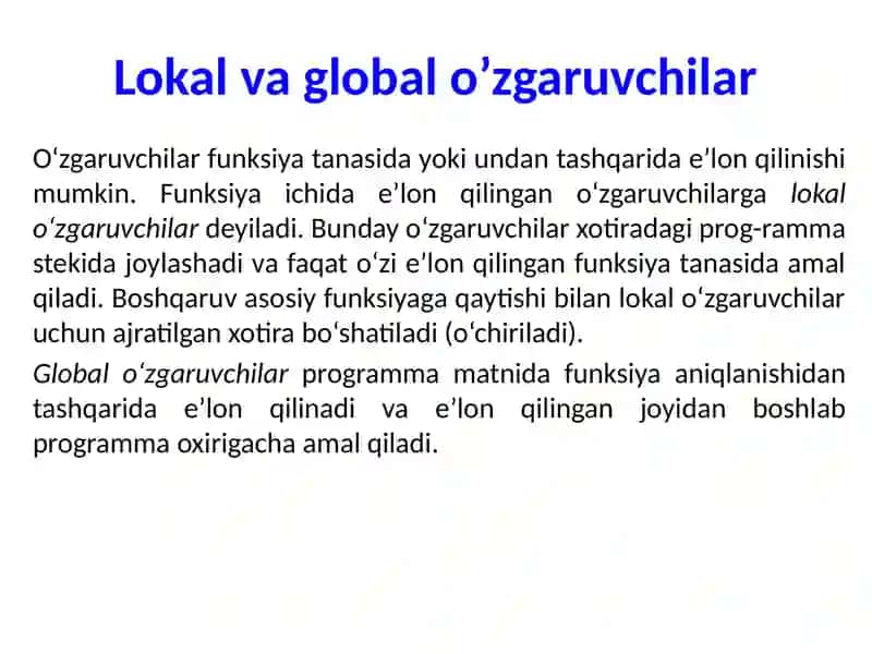 C++ tilida lokal va global obyektlar 2