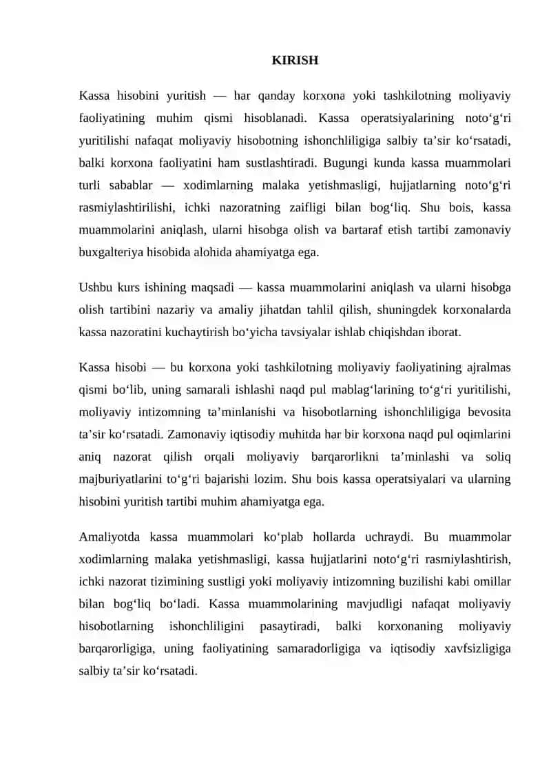 Kassa Muammolarining Hisobini Yuritish Tartibi 2