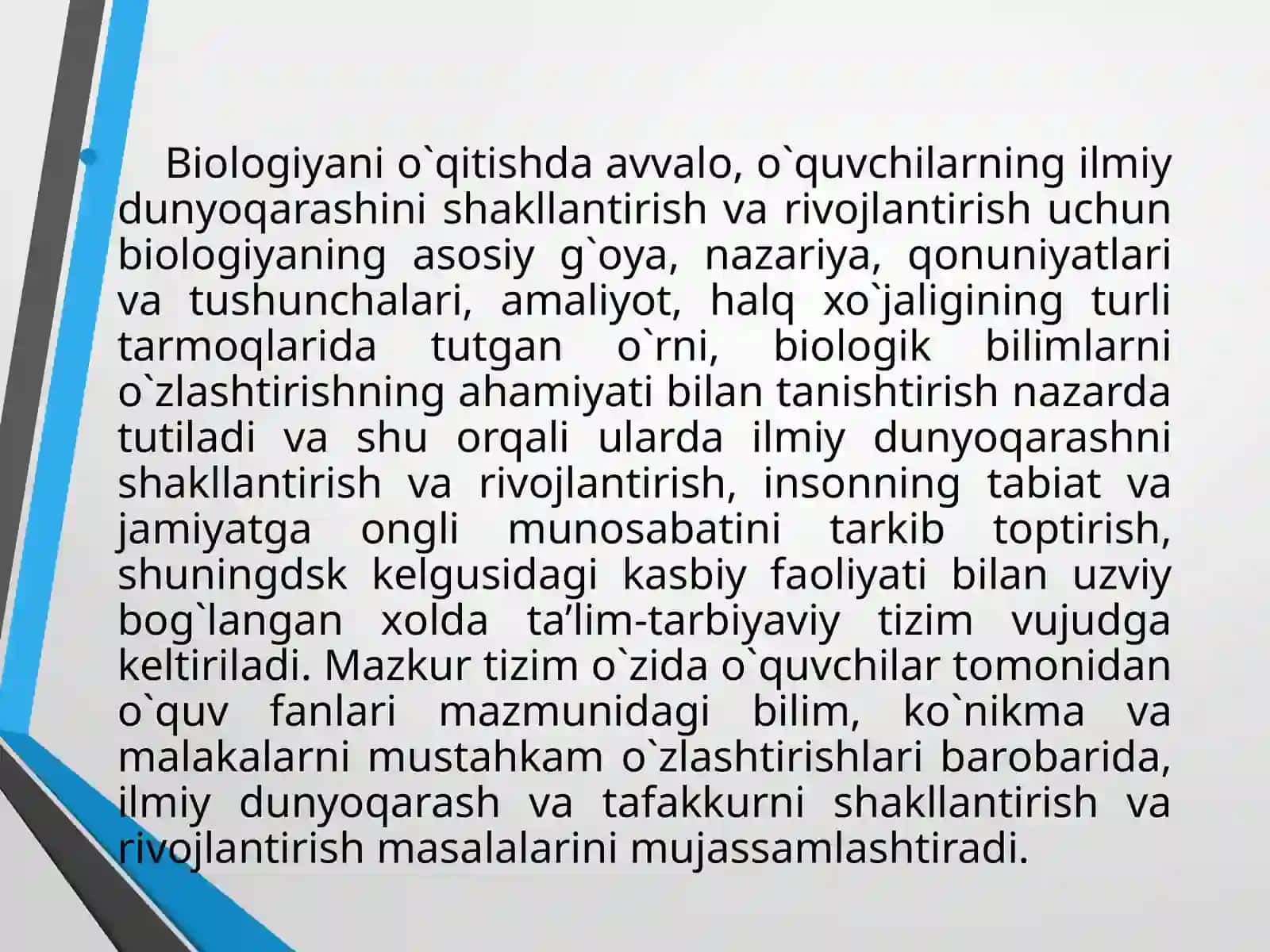 Biologiyani o’qitishda o’quvchilarning ilmiy dunyoqarashini shakllantirish 2