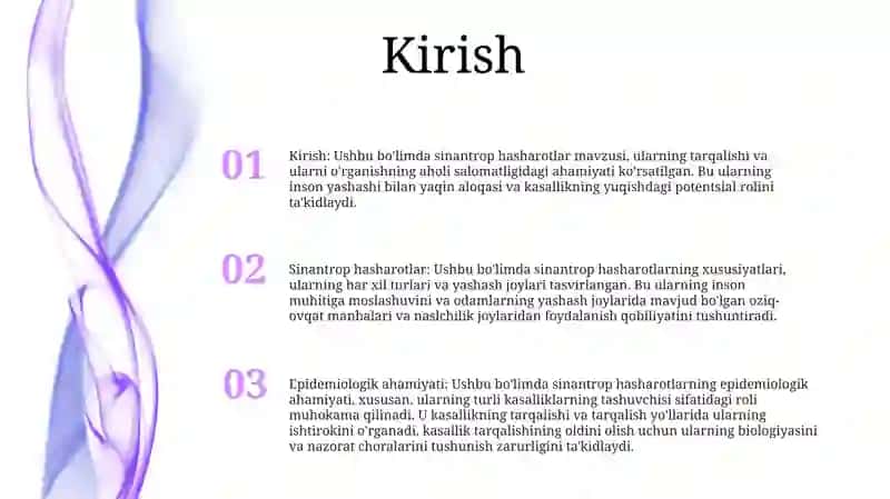 Sinantrop KoʻRinishdagi Hasharotlar Ularning Epidemiologik Ahamiyati 2