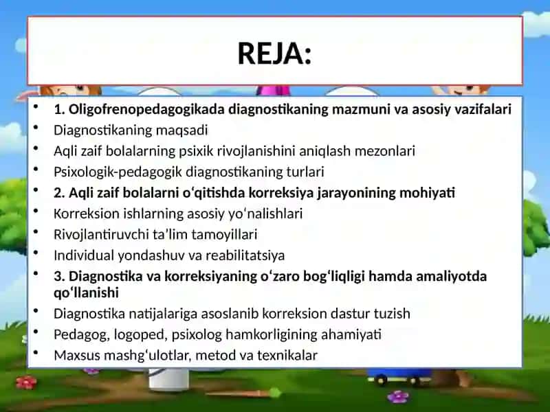 OLOGOFRENOPEDAGOGIKADA DIAGNOSTIKA VA KORREKSIYA 2
