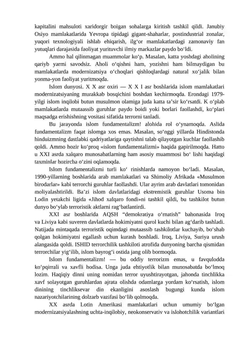 OSIYO, AFRIKA VA LOTIN AMERIKASI MAMLAKATLARI SIYOSIY, IJTIMOIY- IQTISODIY RIVOJINING ASOSIY YO‘NALISHLARI 2