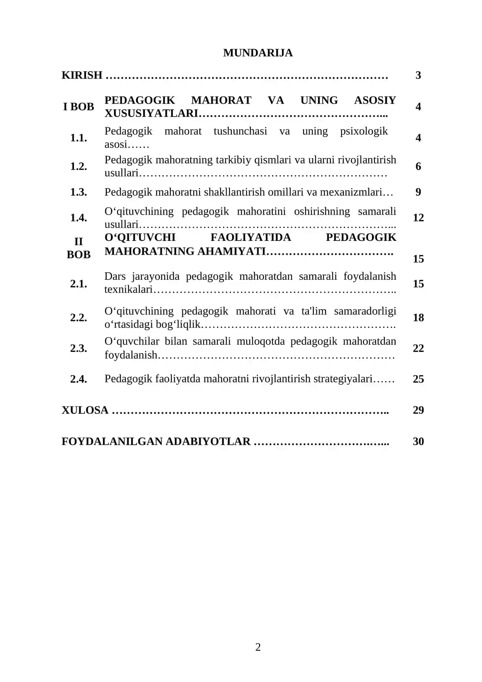 PEDAGOGIK MAHORAT VA UNING OʻQITUVCHI FAOLIYATIDA TUTGAN OʻRNI 2