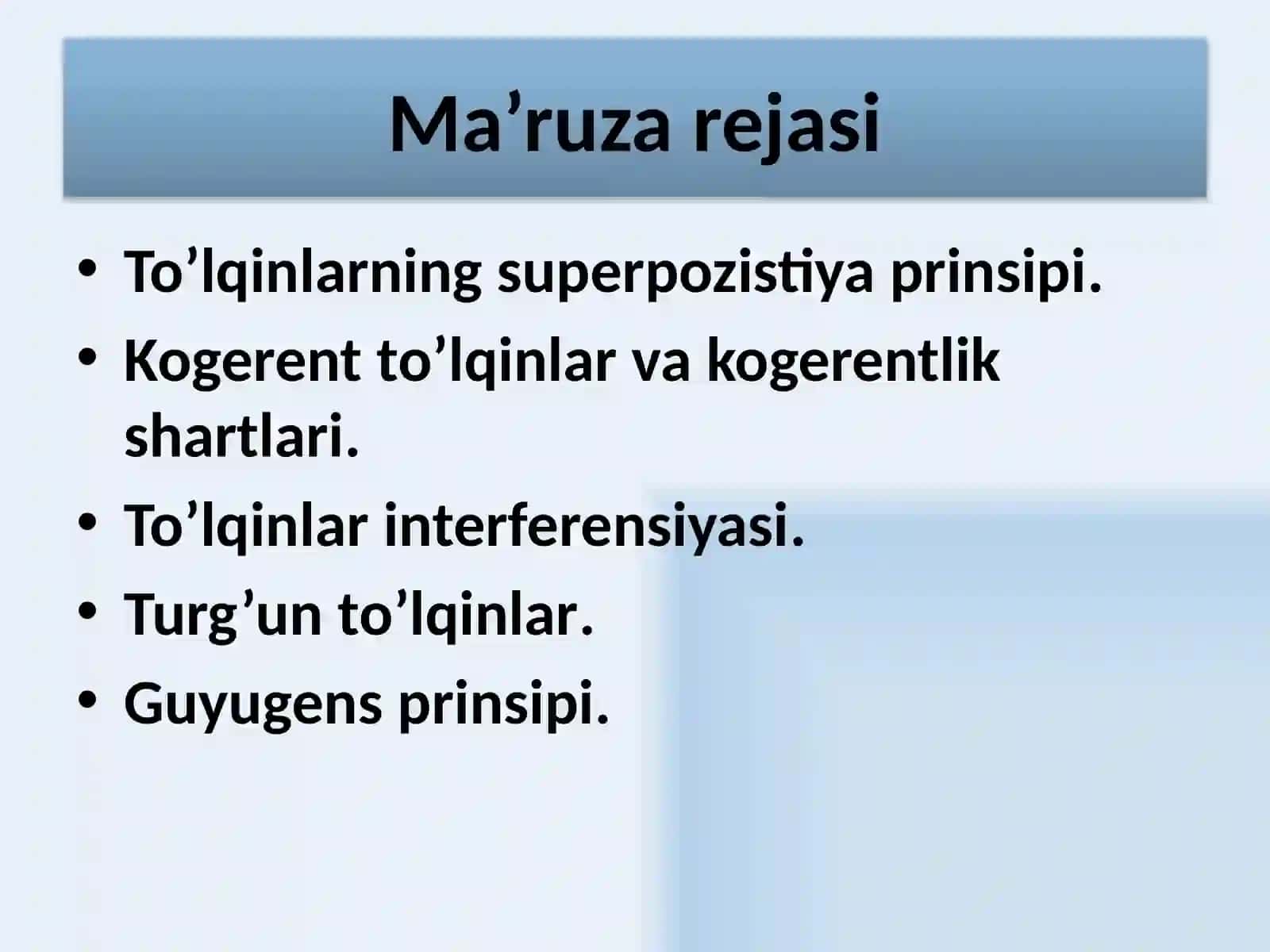 Tebranishlar va To’lqinlar 2