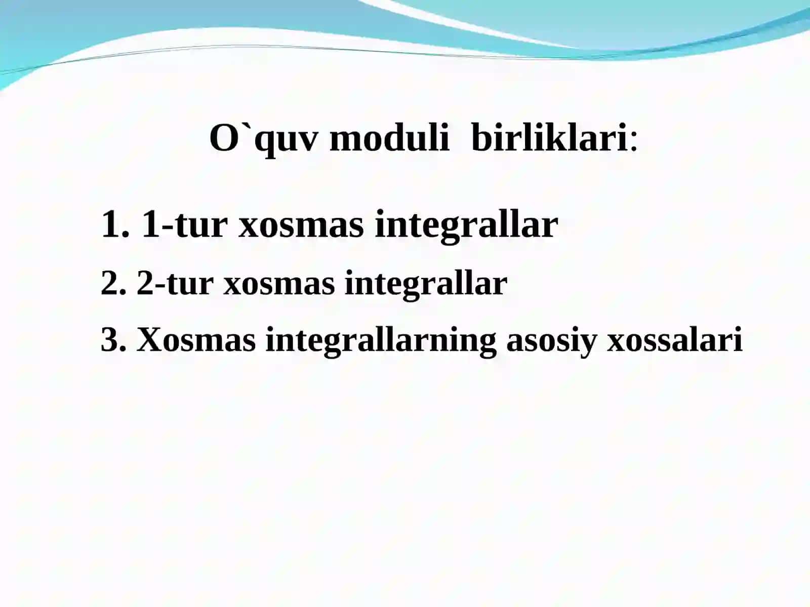 Xosmas integrallar 2