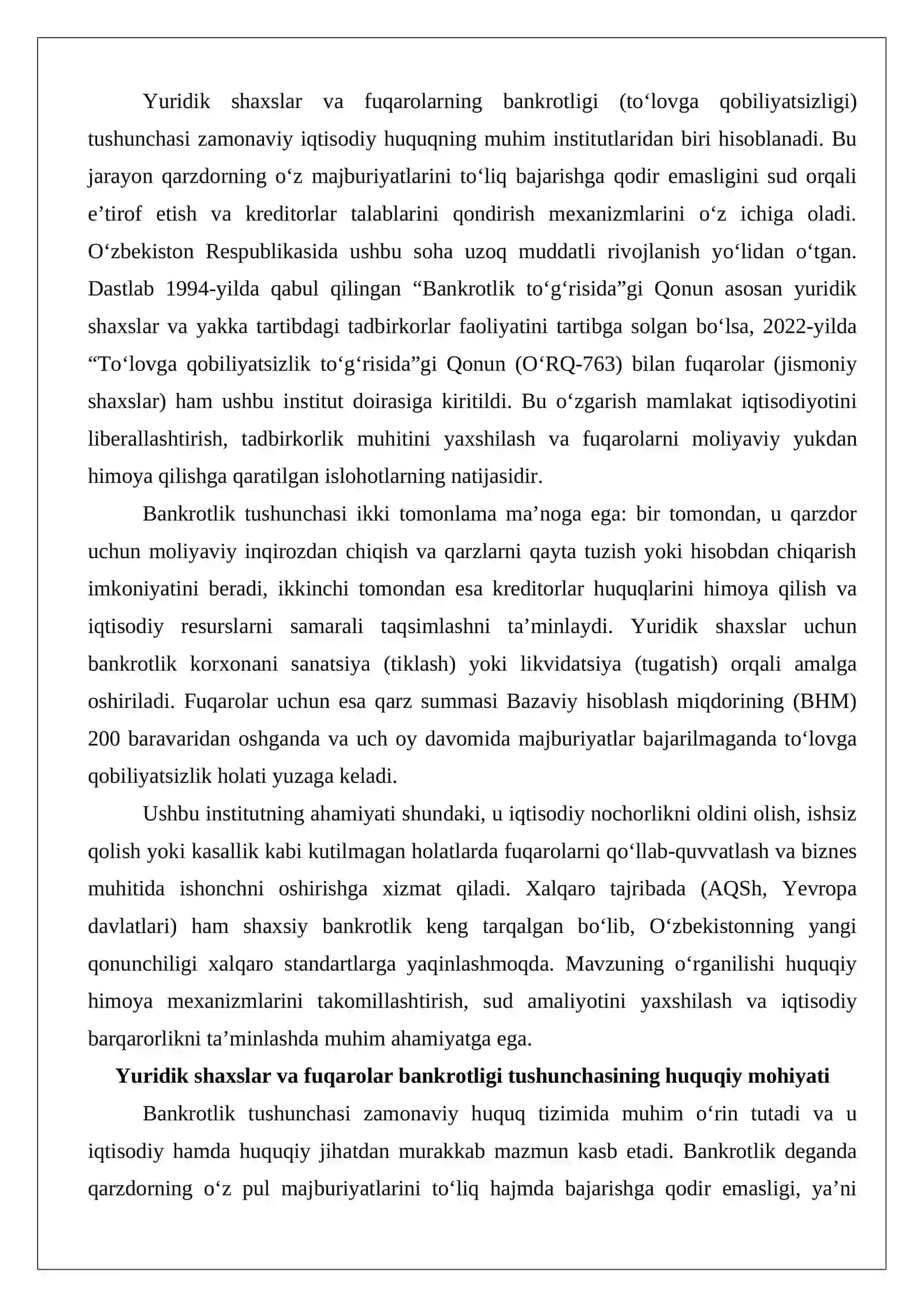 Yuridik shaxslar va fuqarolarning bankrotligi tushunchasi 2