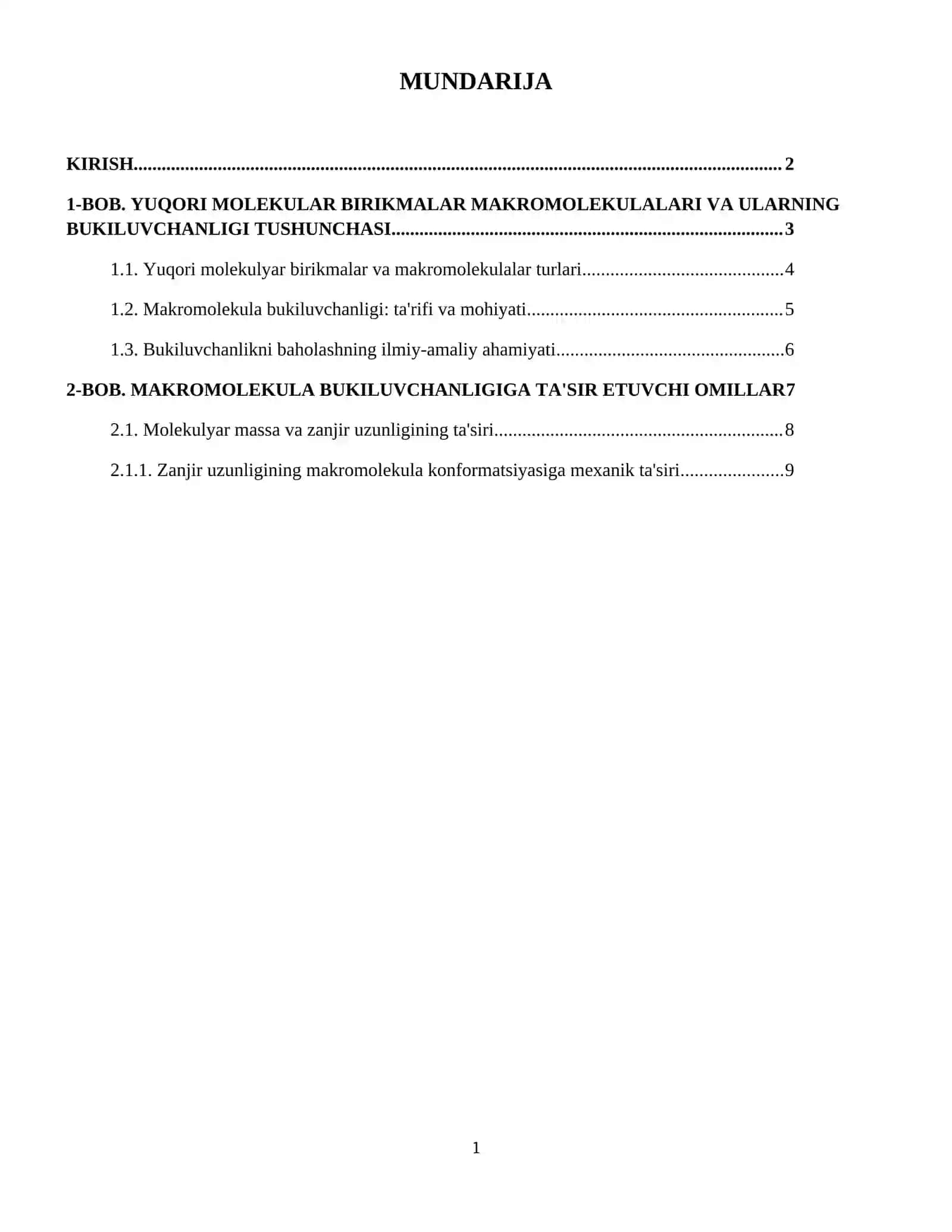 Yuqori molekulyar birikmalar makromolekulalari bukiluvchanligini baholash usullari. 2