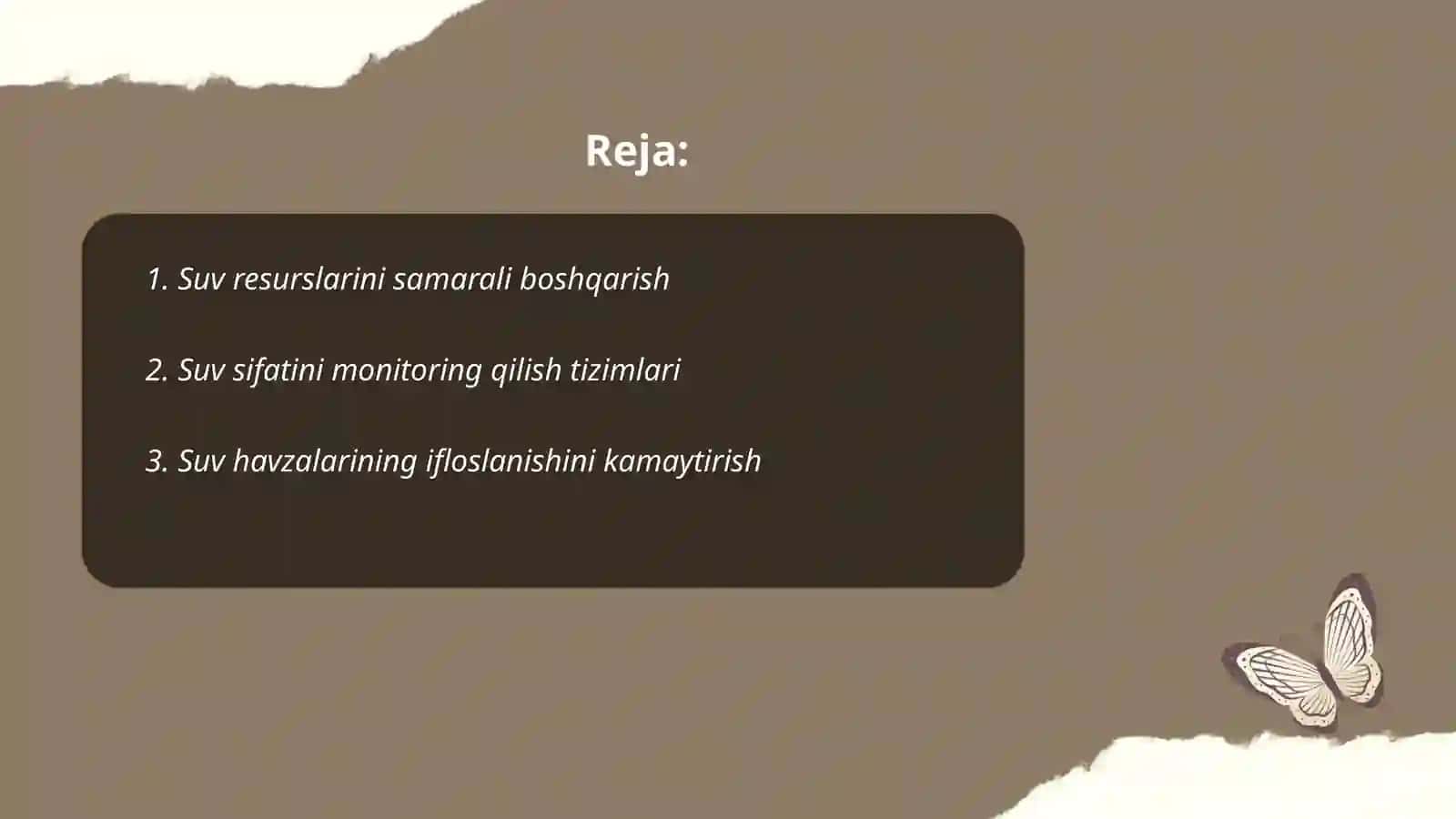 Suv arteriyalari va obeyktlariga nisbatan atrof muhitni himoya qilish strategiyasi 2