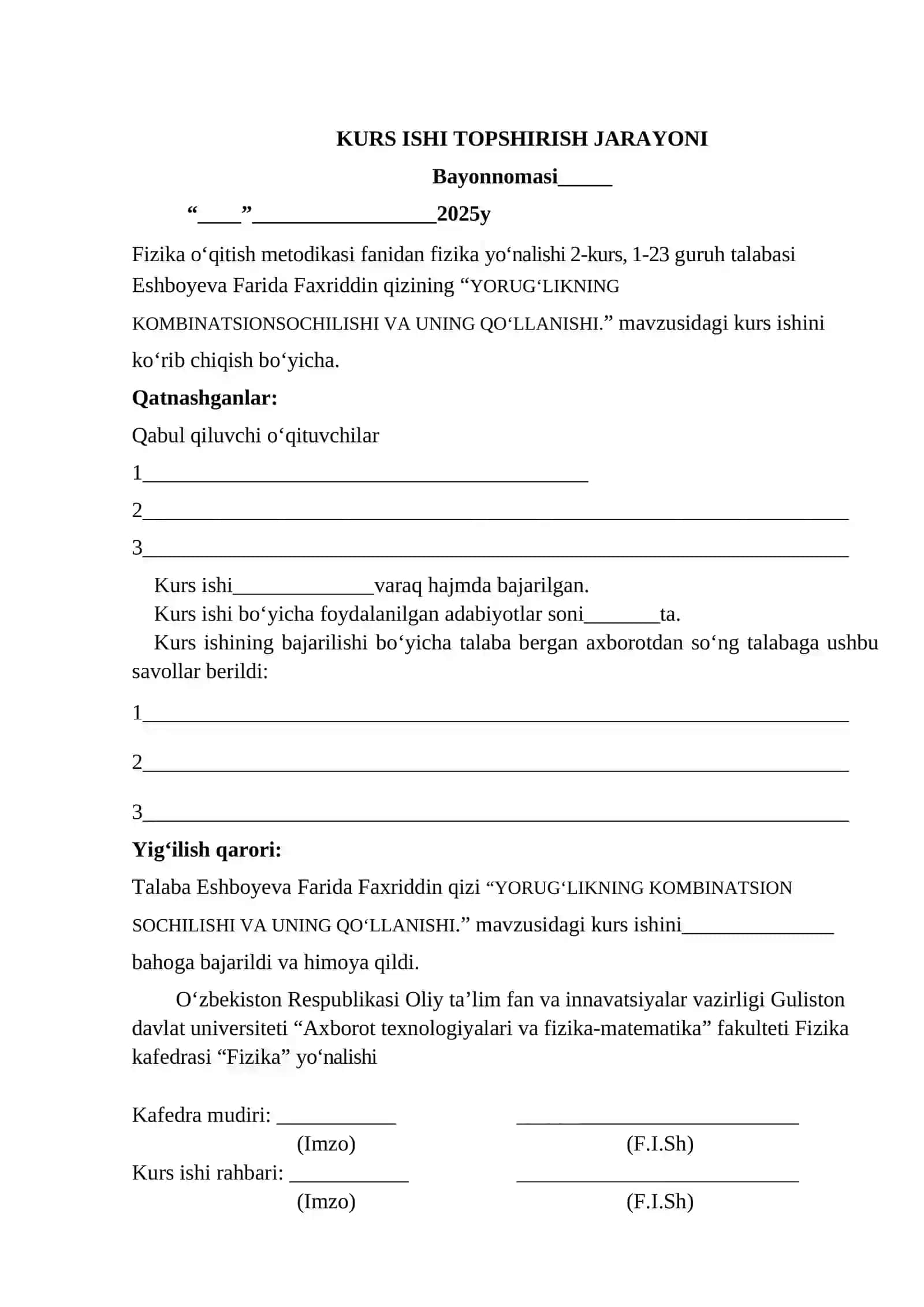 YORUG‘LIKNING KOMBINATSION SOCHILISHI VA UNING QO‘LLANISHI 2