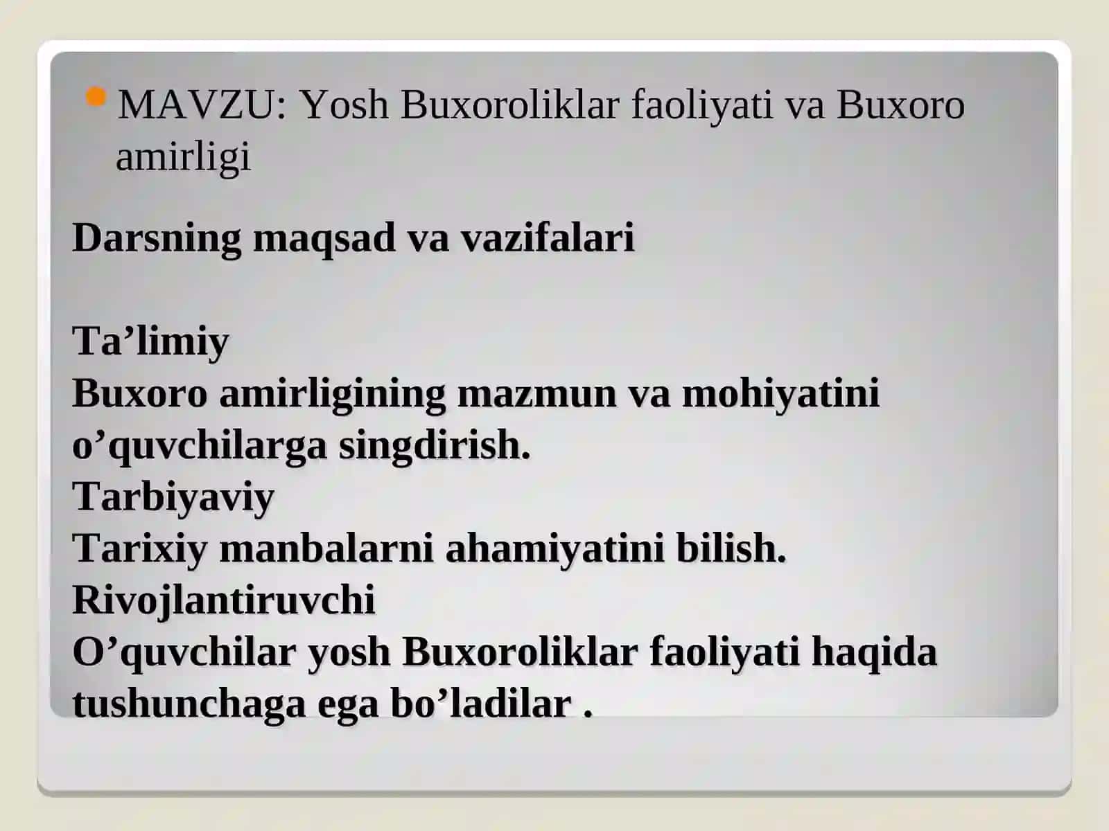 Yosh Buxoroliklar faoliyati va Buxoro amirligi 2