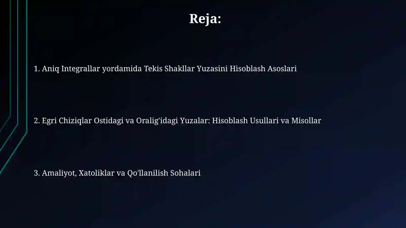 Aniqintegral yordamida yassifigura yuzalarini hisoblash 2