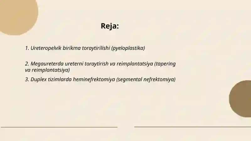 Ureteropelvik birikma toraytirilishi (pyeloplastika) 2