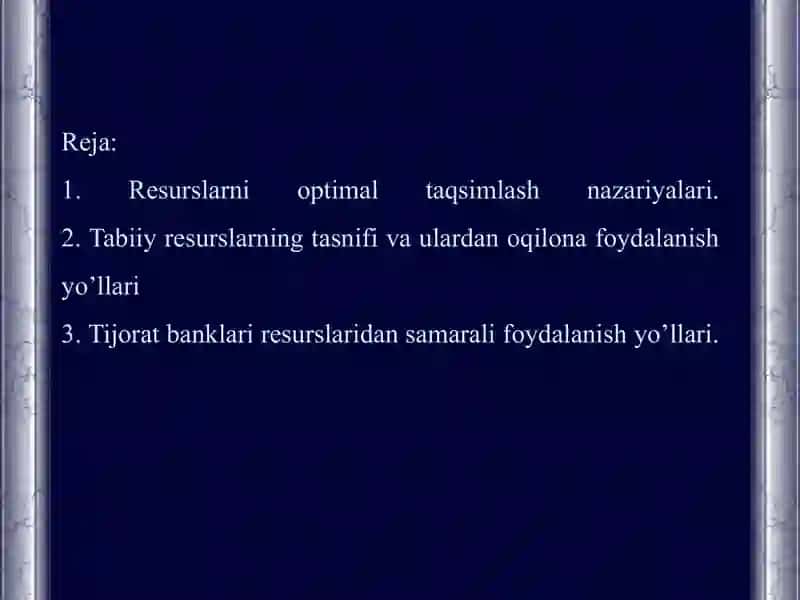 Iqtisodiy resurslarni optimal taqsimlash masalasi 2