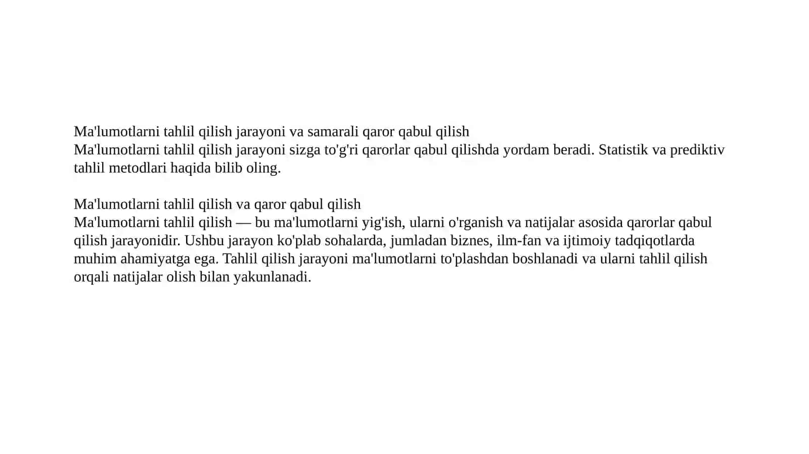 Ma'lumotlarnitahlilqilish va qaror qabul qilish 2