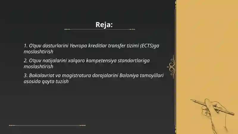 Ta'lim dasturlarini xalqaro standartlariga moslashtirish 2