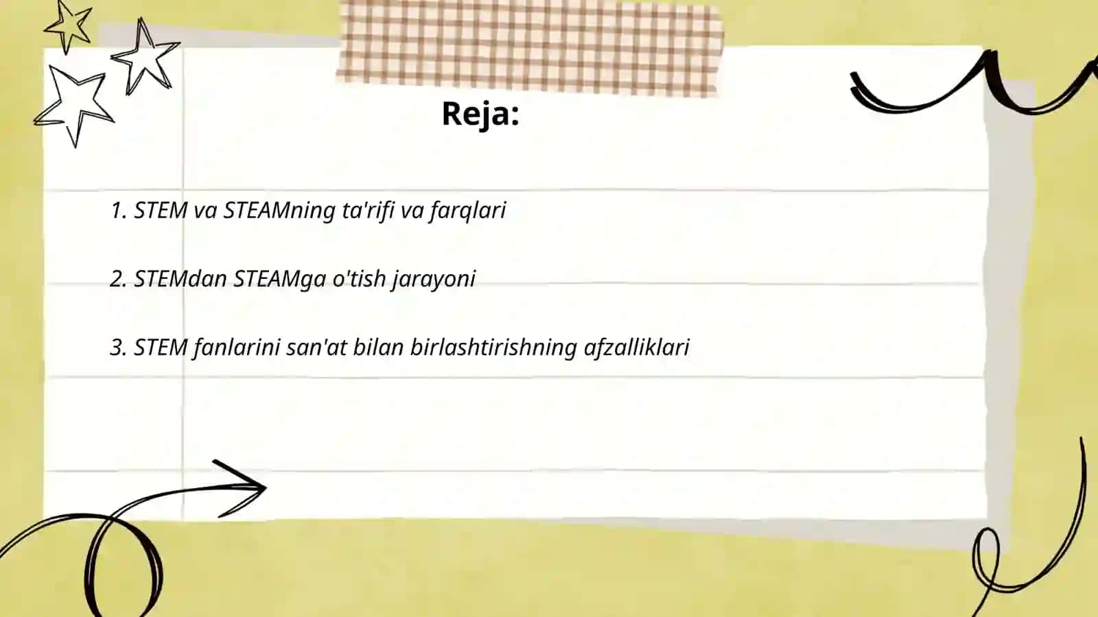 STEM va STEAMning rivojlanishi STEMning STEAMga aylanishi va takomillashtirilishi.STEAM texnologiyasini qõllashda tarbiyachining kreativligi 2