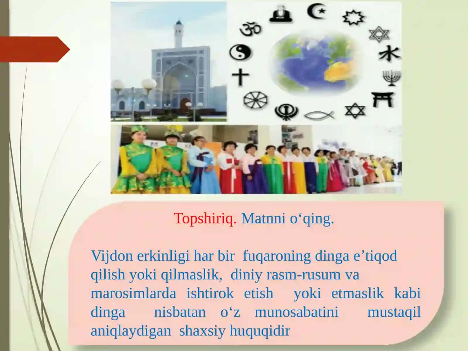 Vijdon erkinligi. Matn ustida ishlash 2