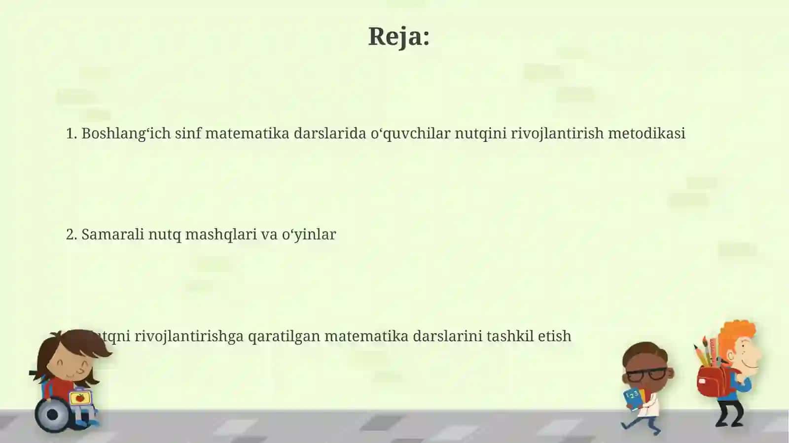 Boshlanĝich sinf matematika darslarida o'quvchilar nutqini o'stirish metodikasi 2