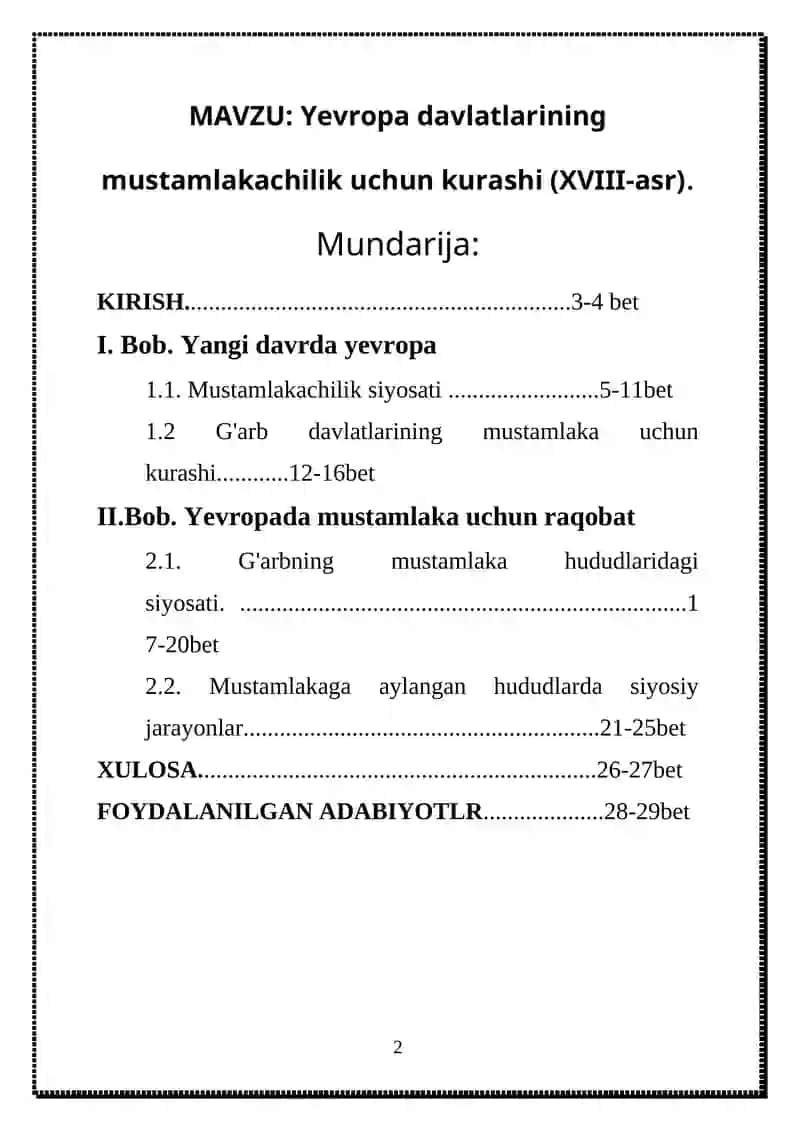 Yevropa davlatlarining mustamlakachilik uchun kurashi (XVIII-asr) 2