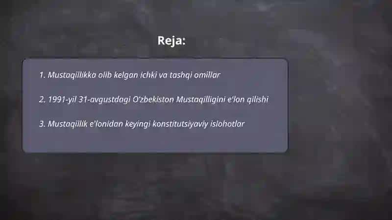 Mustaqil Oʻzbekiston Respublikasining tashkil topishi va uning tarixiy ahamiyati 2