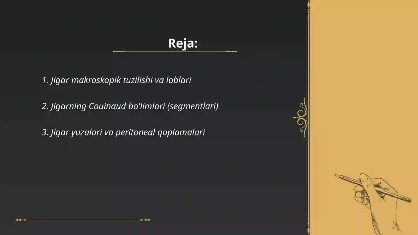 Jigar, me'da osti bezi tuzilishi, topografiyasi 2
