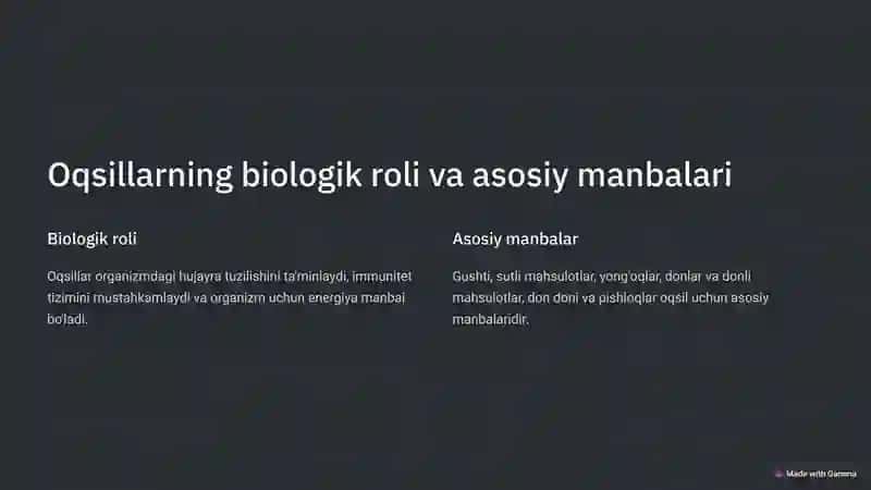 Oqsillarning biologik roli va asosiy manbalari 2