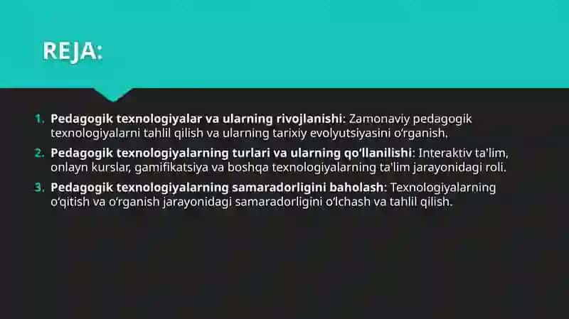 Zamonaviy pedagogik texnologiyalar tasnifi 2