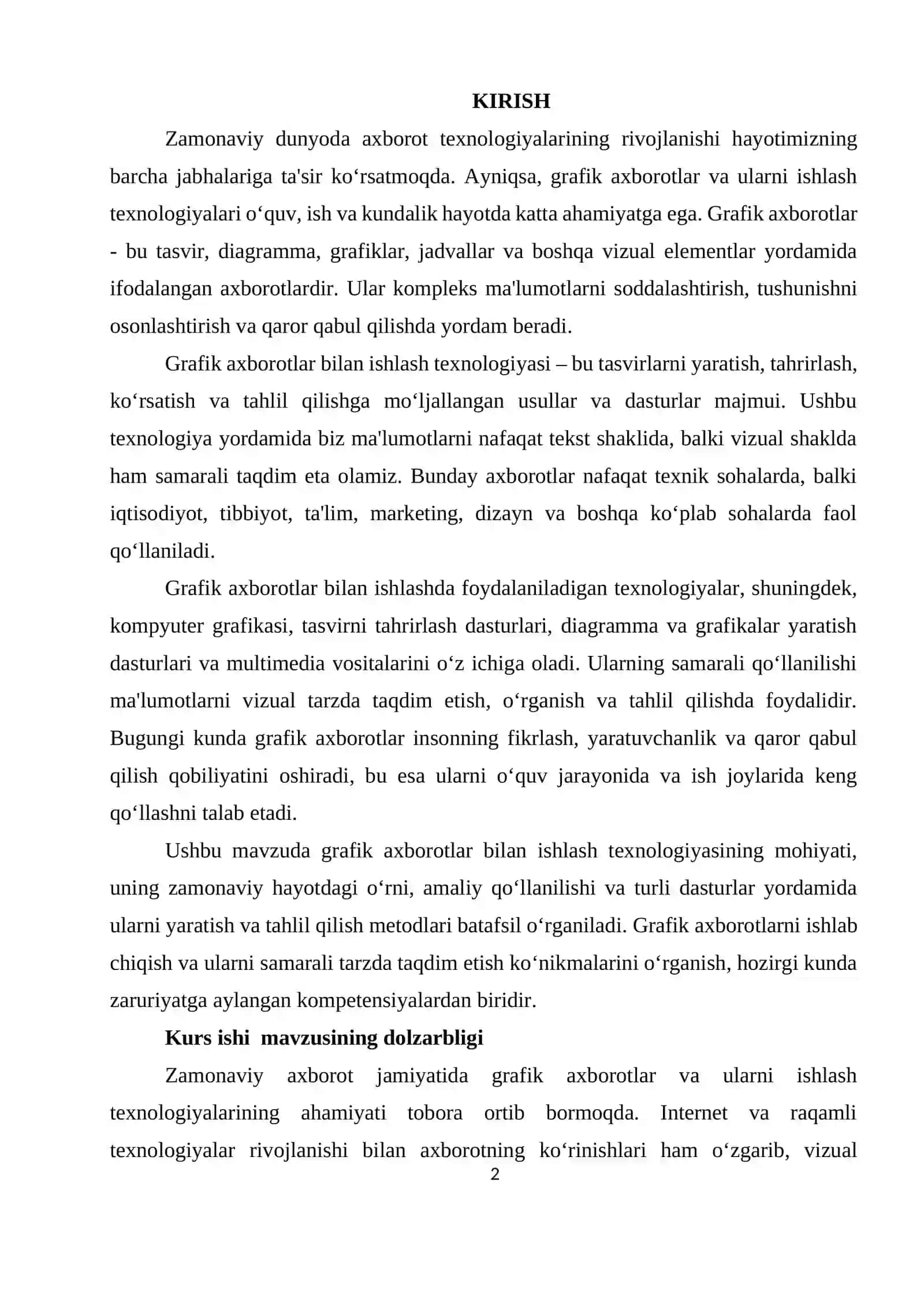 GRAFIK AXBOROTLAR BILAN ISHLASH TEXNOLOGIYASI 2