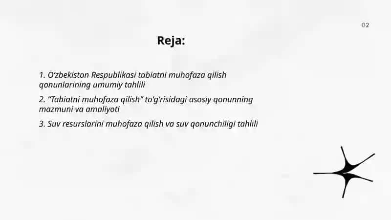 Oʻzbekiston Respublikasi tabiatini asrashga doir qonunlarni oʻrganish tahlil qilish 2