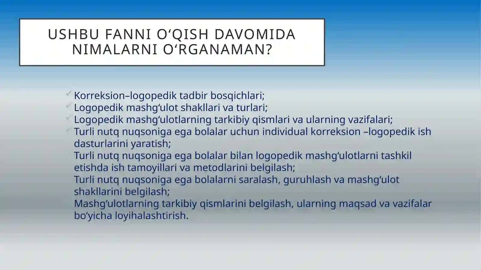 Logopedik mashg‘ulotlarni rejalashtirish, vatashkiletish 2