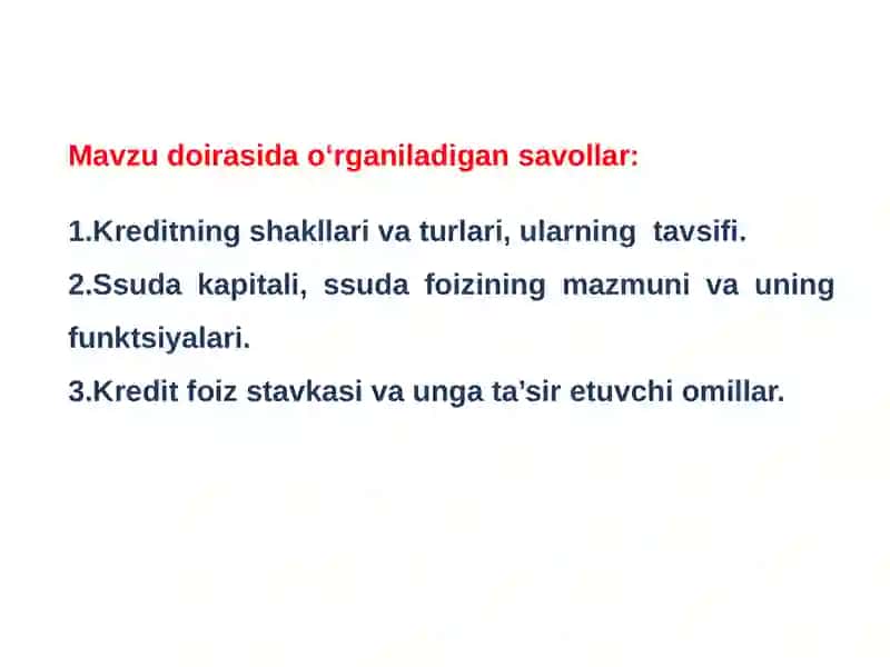 Kreditning shakllari va turlari 2