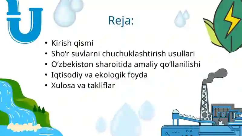 O’zbekiston sharoitida sho’r suvlarni chuchuklashtirish g’oyasini yaratish 2