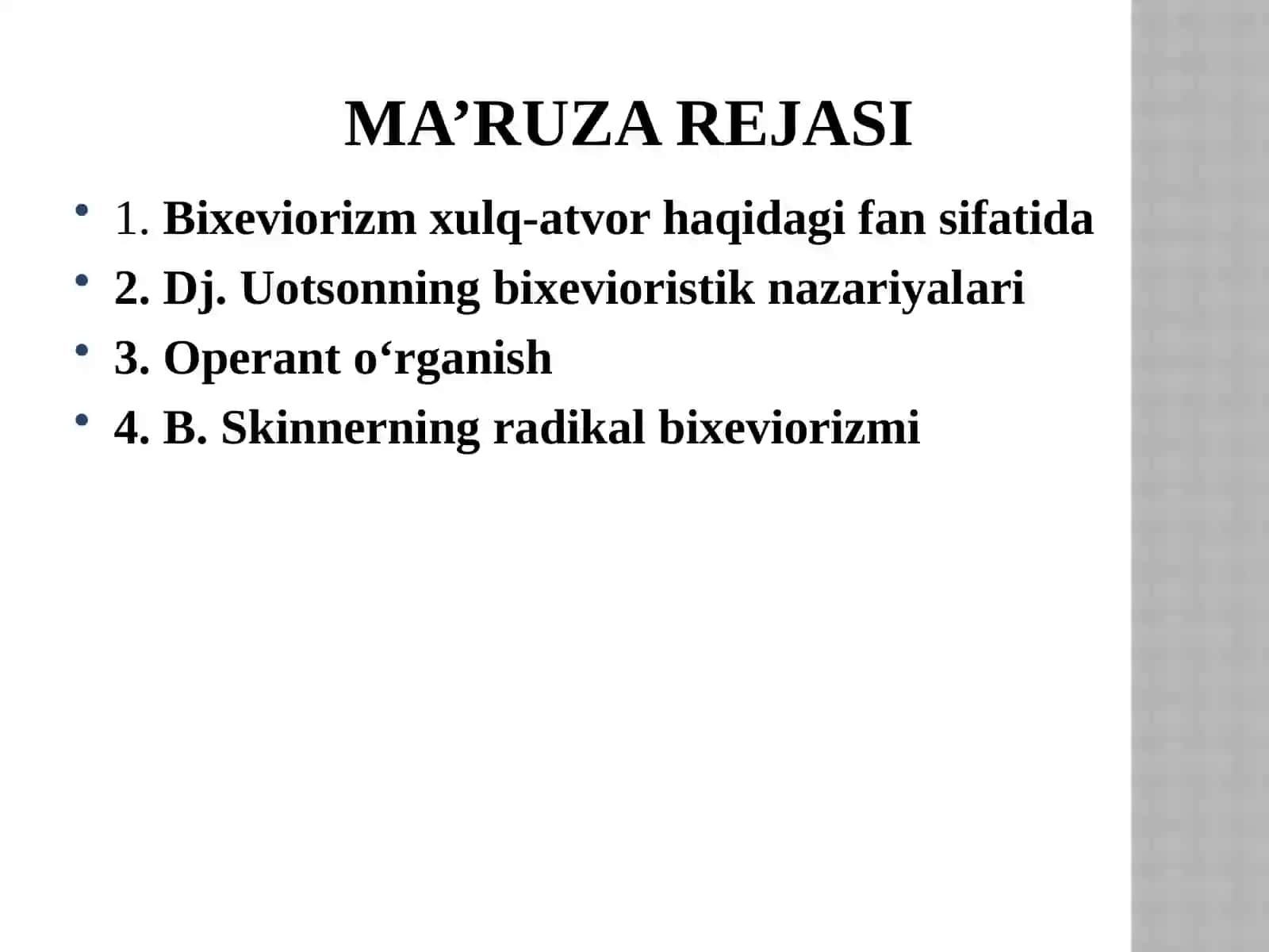 Bolaning psixik rivojlanishini Xulq-atvor qoidalarini o‘rganish muammosi sifatida 2