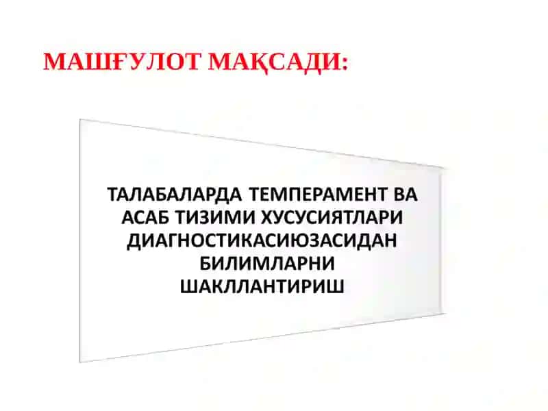 ТЕМПЕРАМЕНТ ВА АСАБ ТИЗИМИ ХУСУСИЯТЛАРИ ДИАГНОСТИКАСИ 2