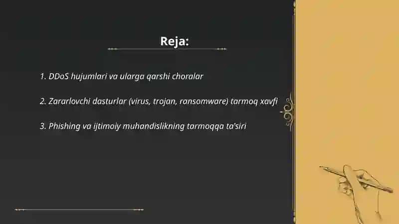 Tarmoq haflari va himoya qilish 2