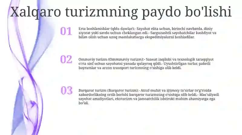 Xalqaro Turizmning Rivojlanish Bosqichlari 2