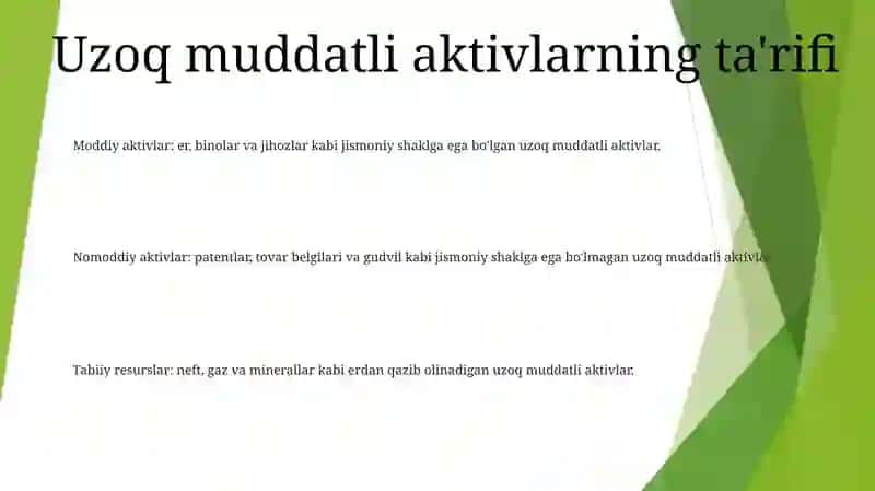 Uzoq Muddatli Aktivlar Hisobi 2