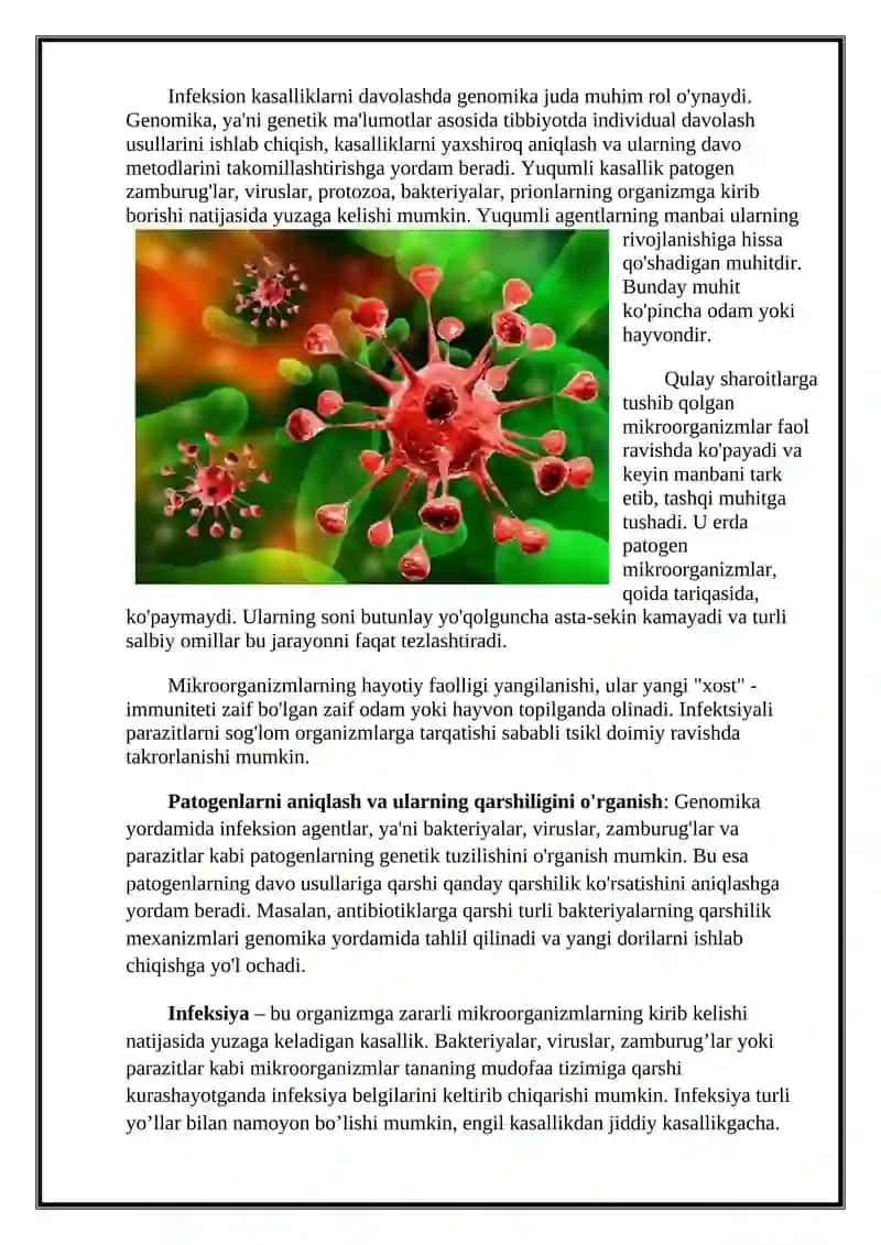 Infeksion kasalliklarni davolashda genomikani roli 2