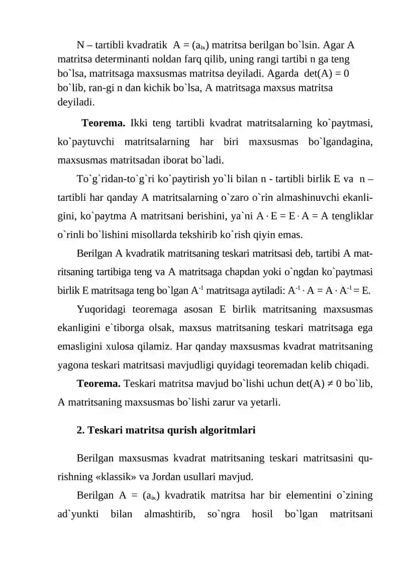 Teskari matritsa 2
