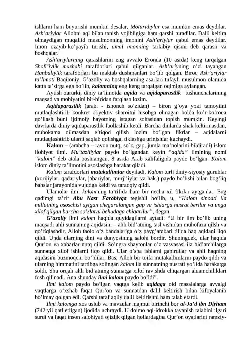 Aqida ilmlarining shakllanish tarixi 2