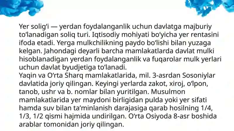 Yagona yer soliģi 2