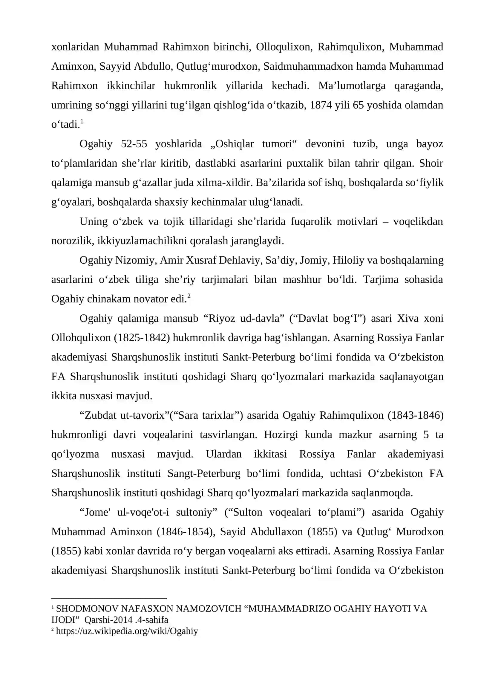 OGAHIY VA UNING “GULSHAN UD-DAVLA” ASARI 2