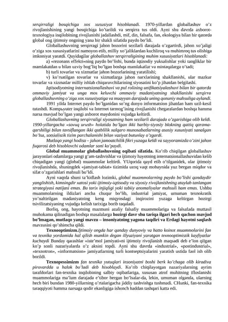 Globallashuv va barqaror taraqqiyot falsafasi 2