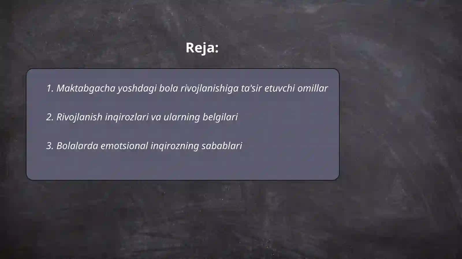 Maktabgacha tarbiya yoshdagi inqiroz 2