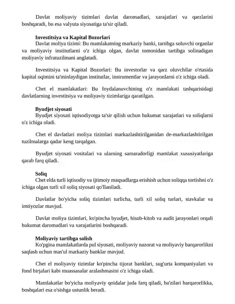 Yetakchi xorijiy mamlakatlarning davlat moliyaviy tizimi 2